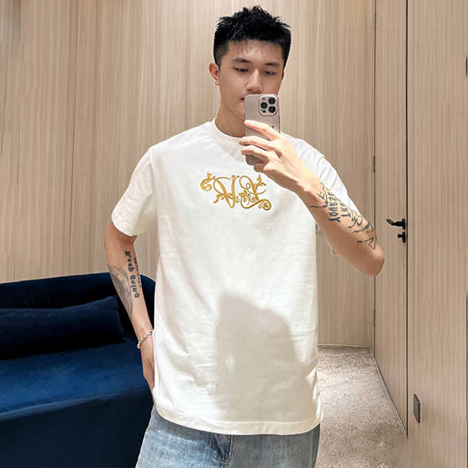 lv louis vuitton signature embroidery t-shirt